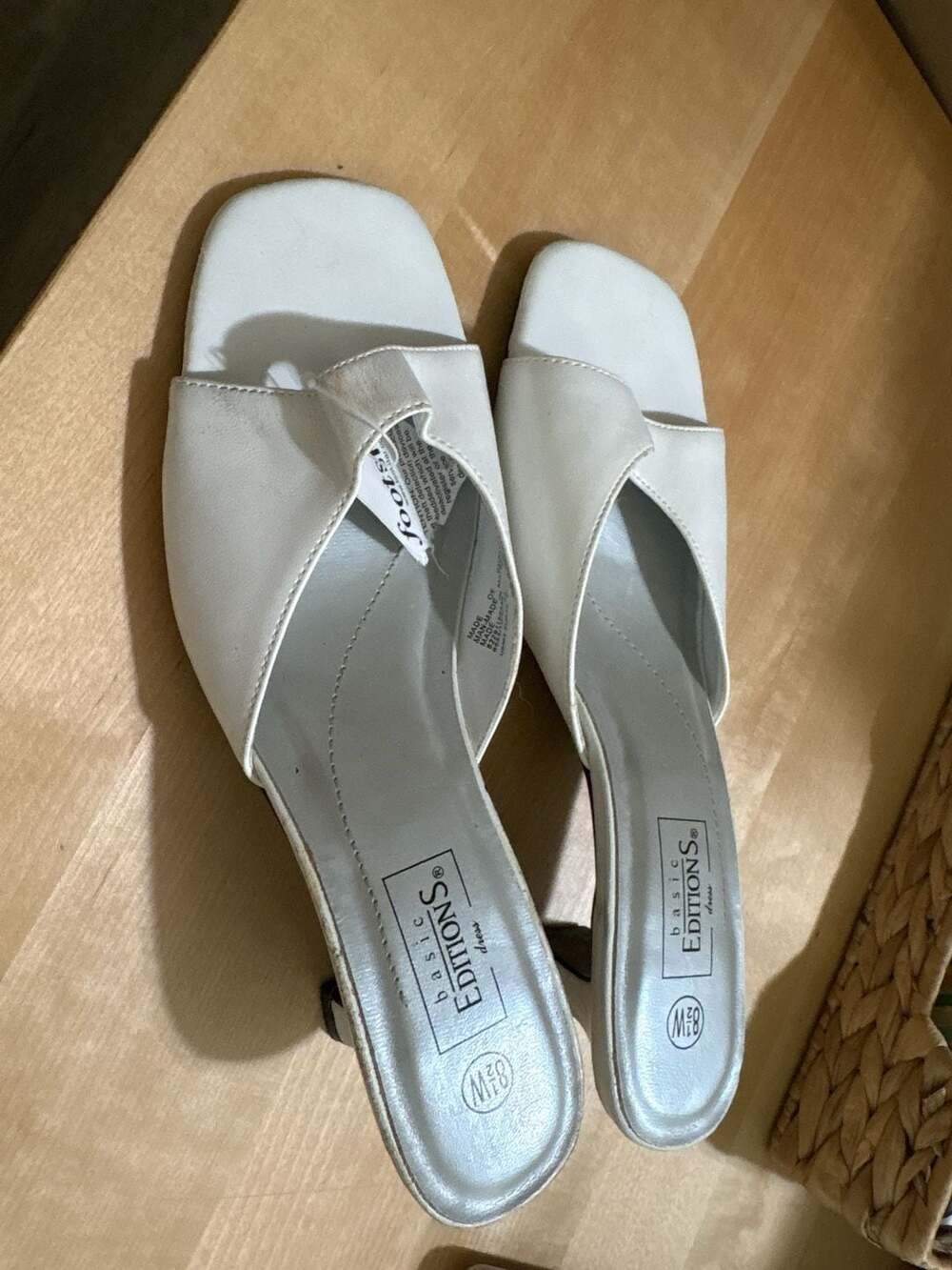 Basic Editions White Open-Toe Slip-On Sandals